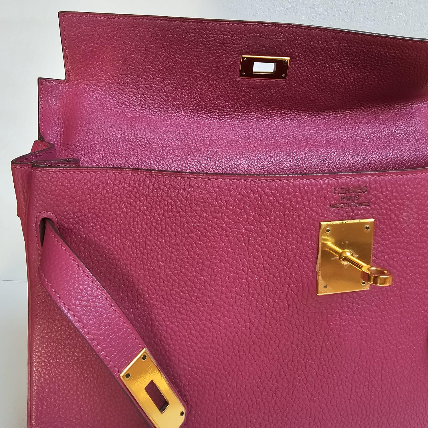 Hermes 2011 Kelly 35 Togo Purple Tosca Bag GHW For Sale 4