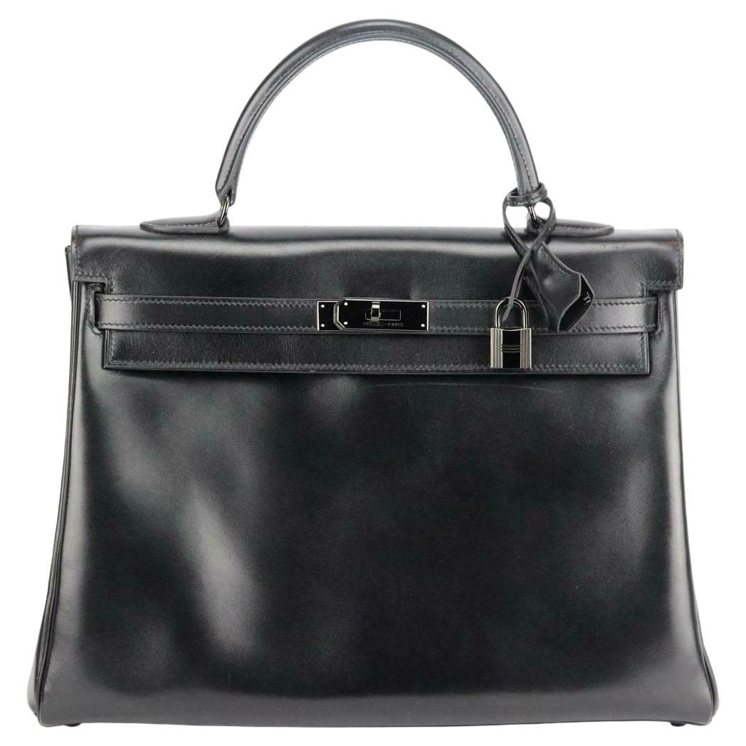 Hermès 2011 Kelly 35cm So Black Box Calf Leather Bag 