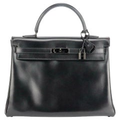 Hermès 2011 Kelly 35cm So Black Box Calf Leather Bag