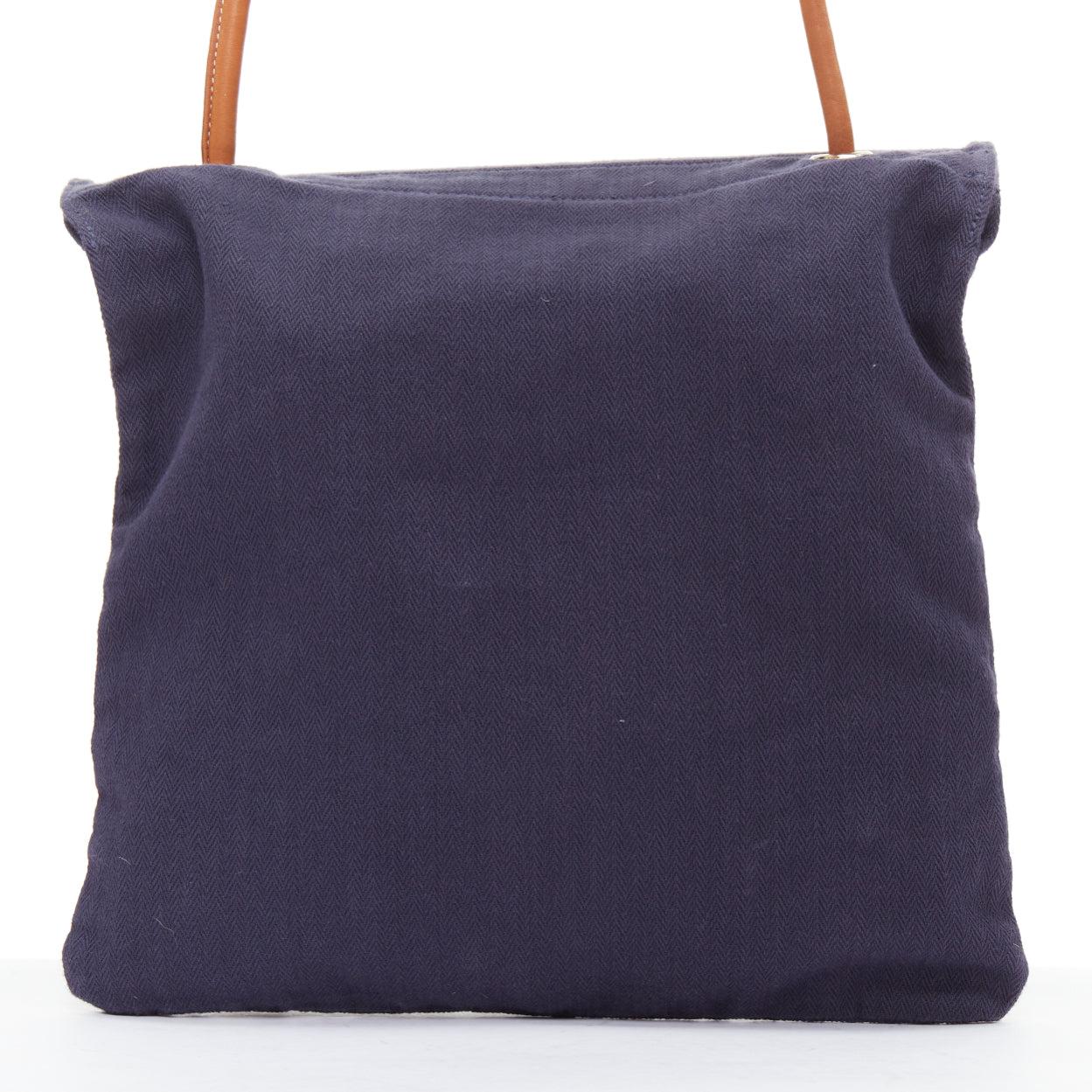 Women's HERMES 2012 Aline navy red logo print canvas leather strap shoulder bag For Sale