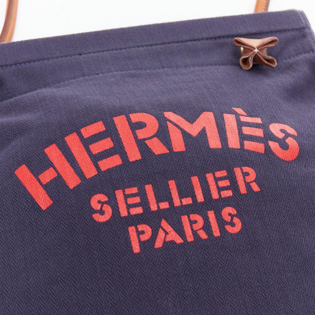 HERMES 2012 Aline navy red logo print canvas leather strap shoulder bag For Sale 2
