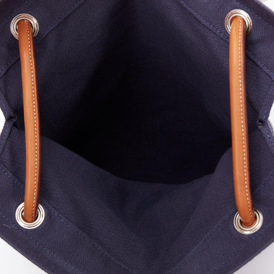 HERMES 2012 Aline navy red logo print canvas leather strap shoulder bag For Sale 4