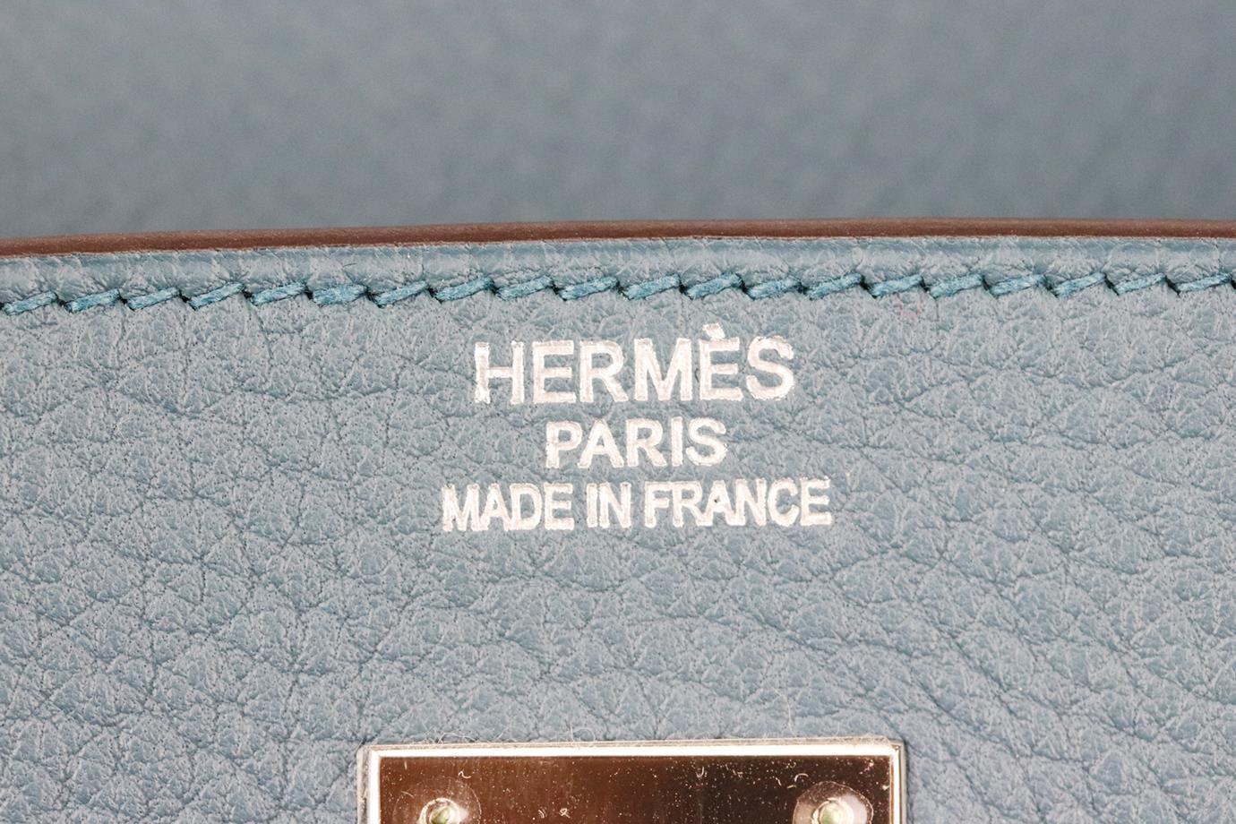 Blue Hermès 2012 Birkin 40cm Clemence Leather Bag