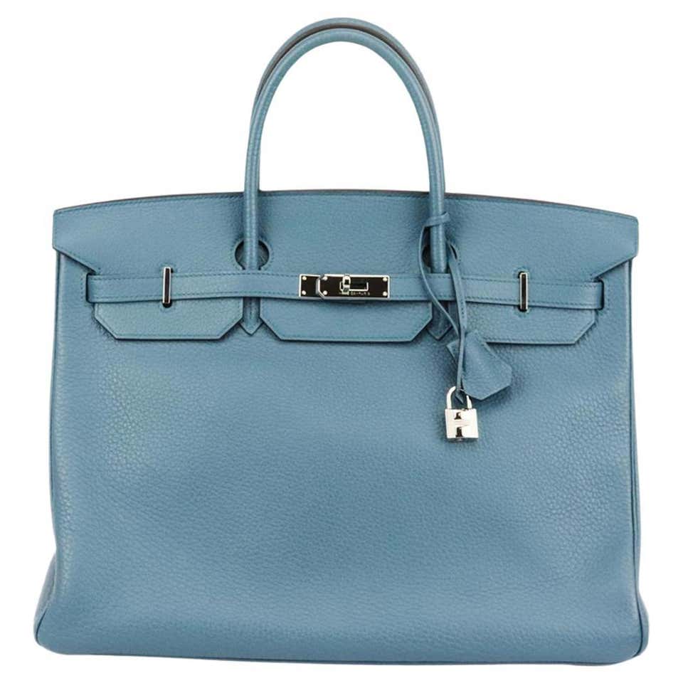 Hermès 40cm Electric Blue Porosus Crocodile Palladium H/W Birkin Bag at ...