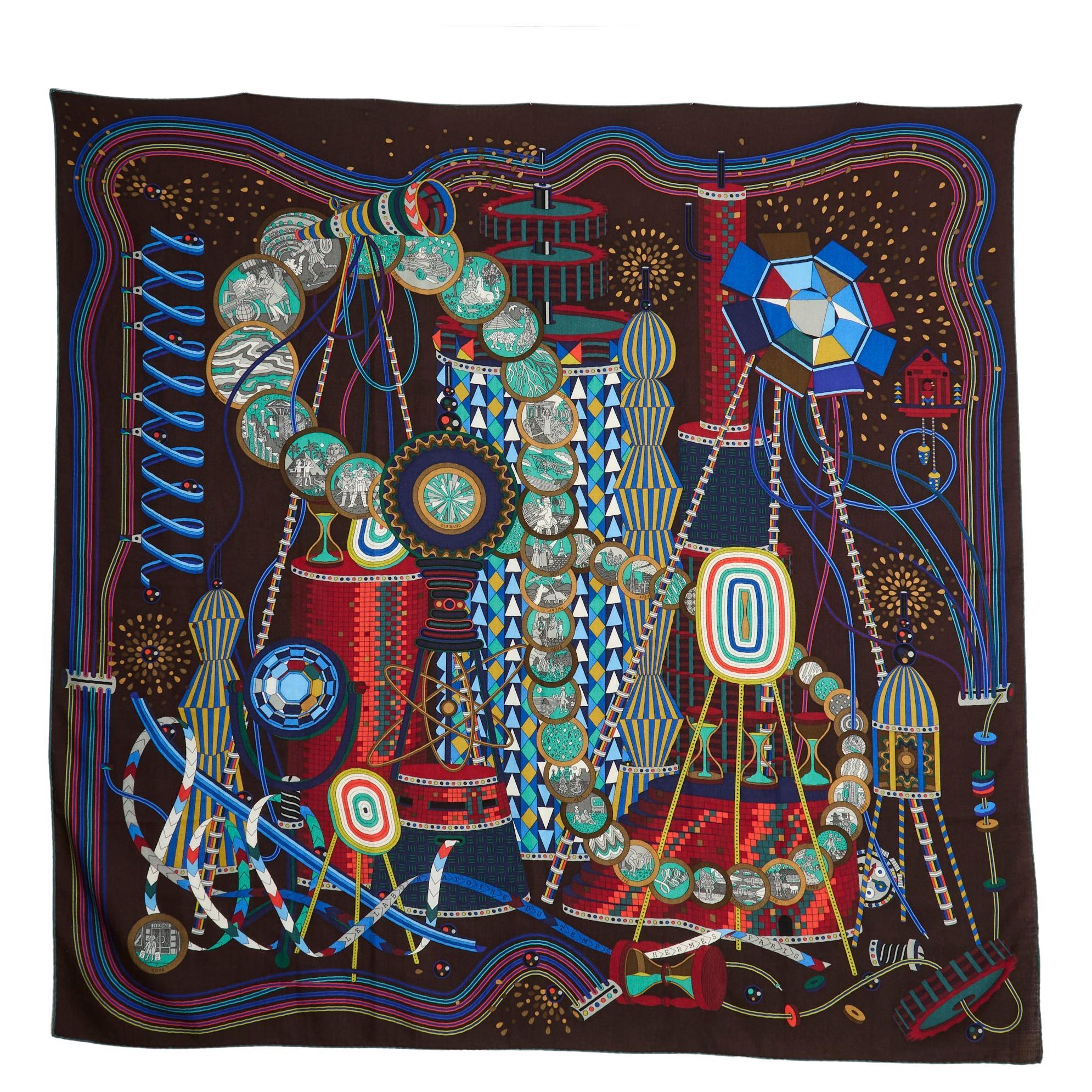 Hermès 2012 Carré 140 Laboratoire du temps Cashmere Shawl Hermes For Sale