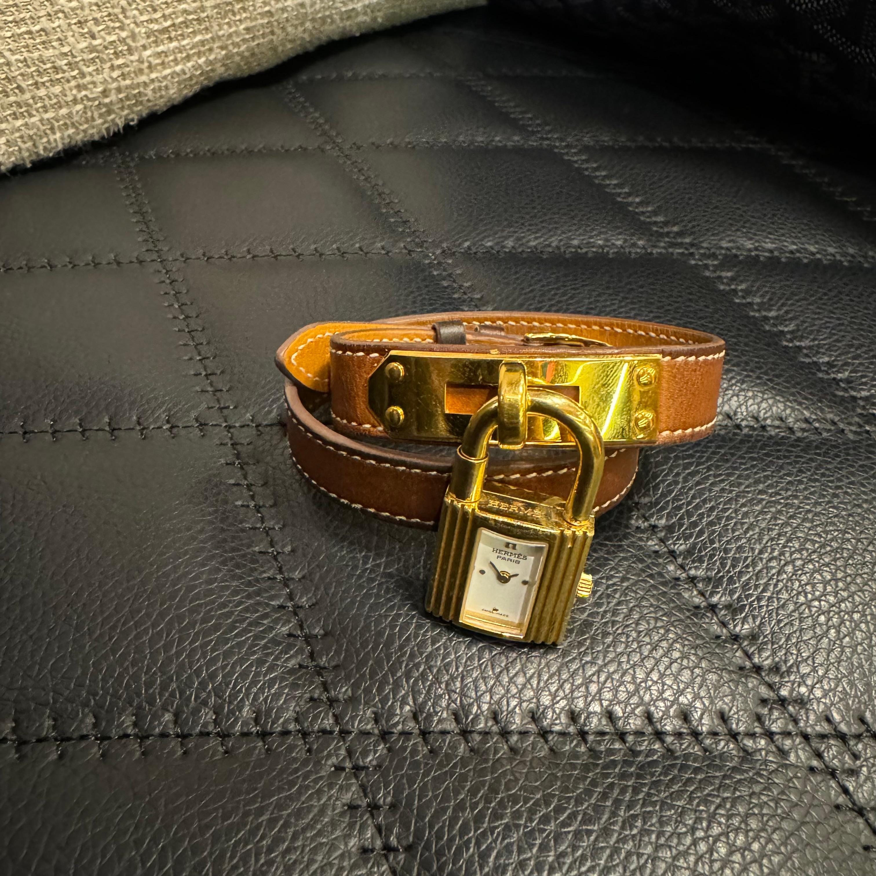 Hermes 2012 Gold Double Tour Kelly Watch For Sale 1