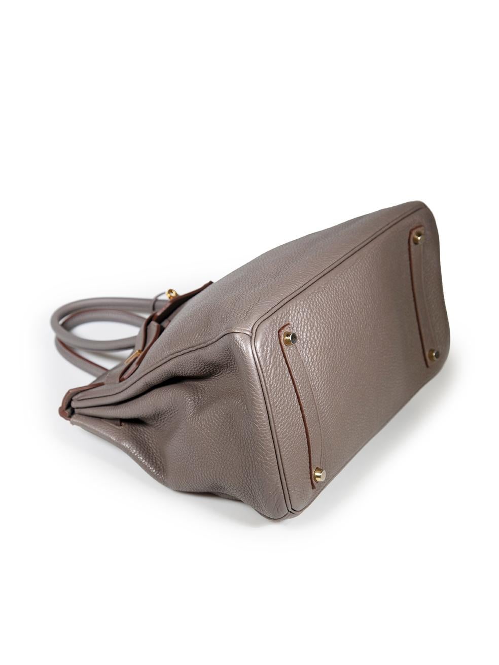 Women's Hermès 2012 Grey Leather Birkin 35 Etain Togo GHW P Stamp For Sale