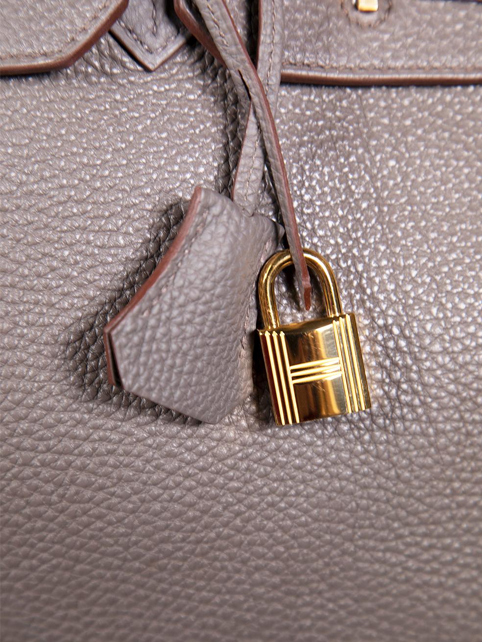 Hermès 2012 Grau Leder Birkin 35 Etain Togo GHW P Stempel im Angebot 4