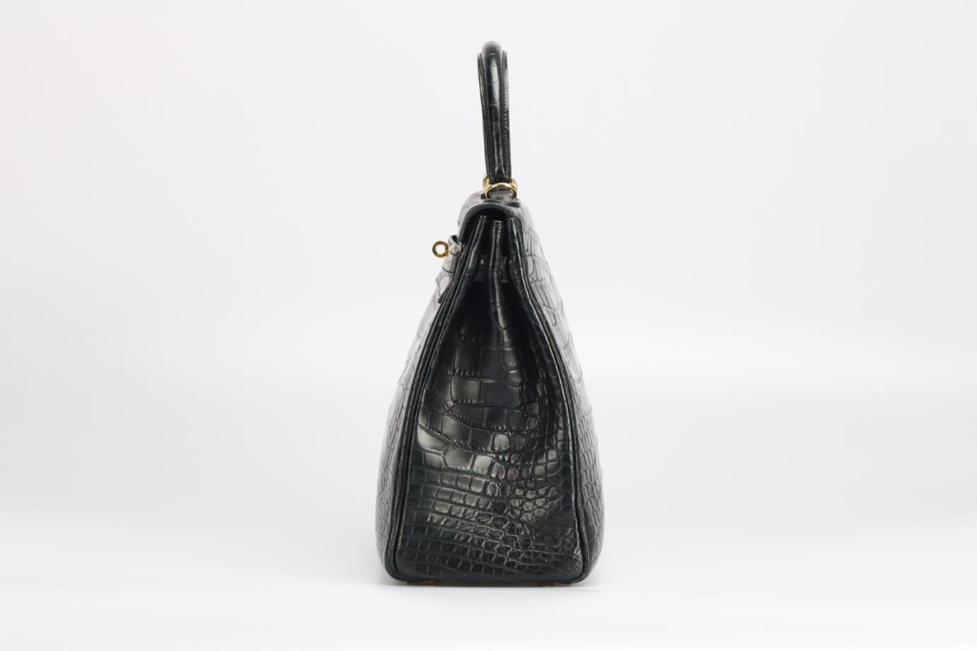 Black Hermès 2012 Kelly Retourne 35cm Matte Alligator Leather Bag