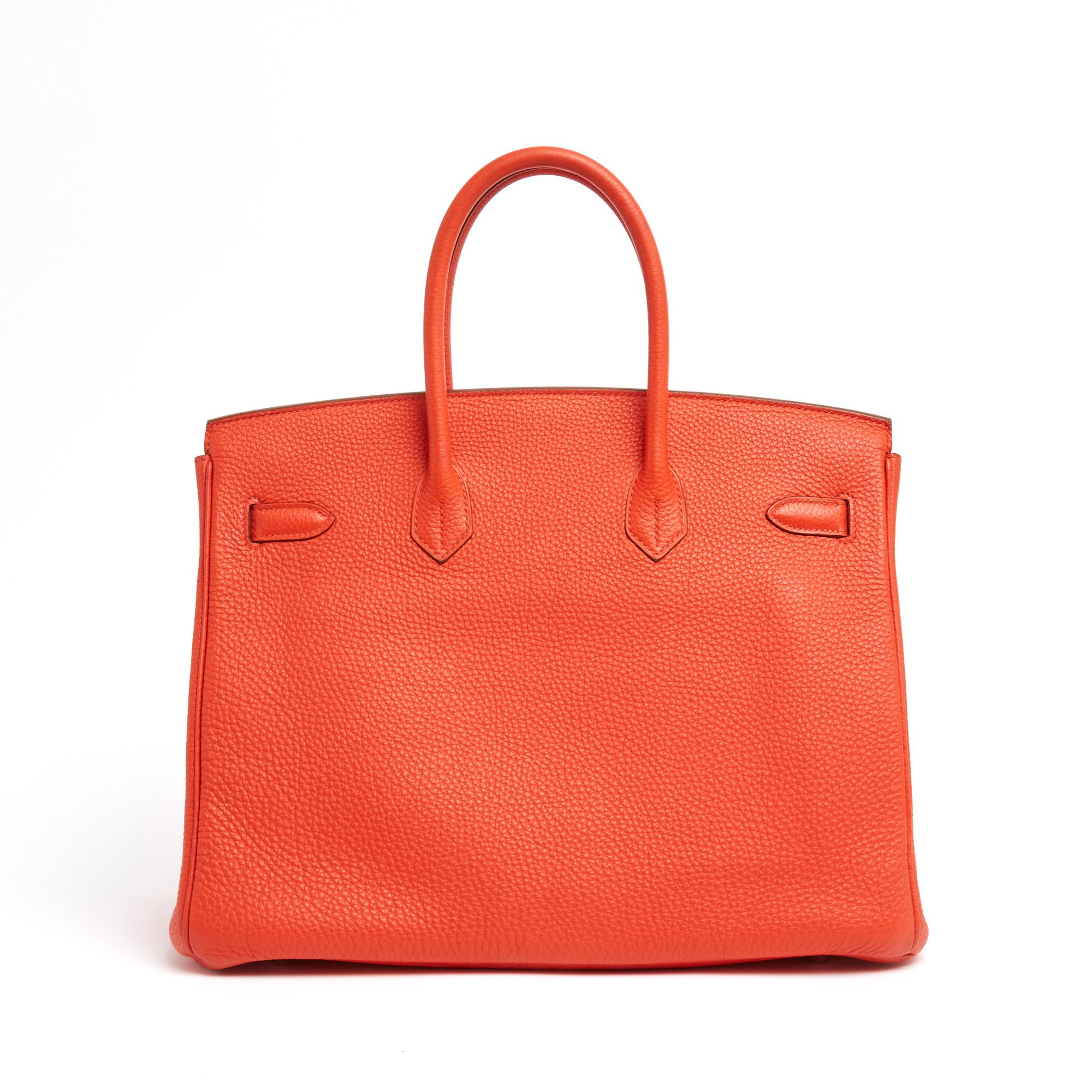 Red Hermès 2012 Sac Birkin 35 Togo Capucine Leather 35 Silver HDW Birkin Bag Hermes