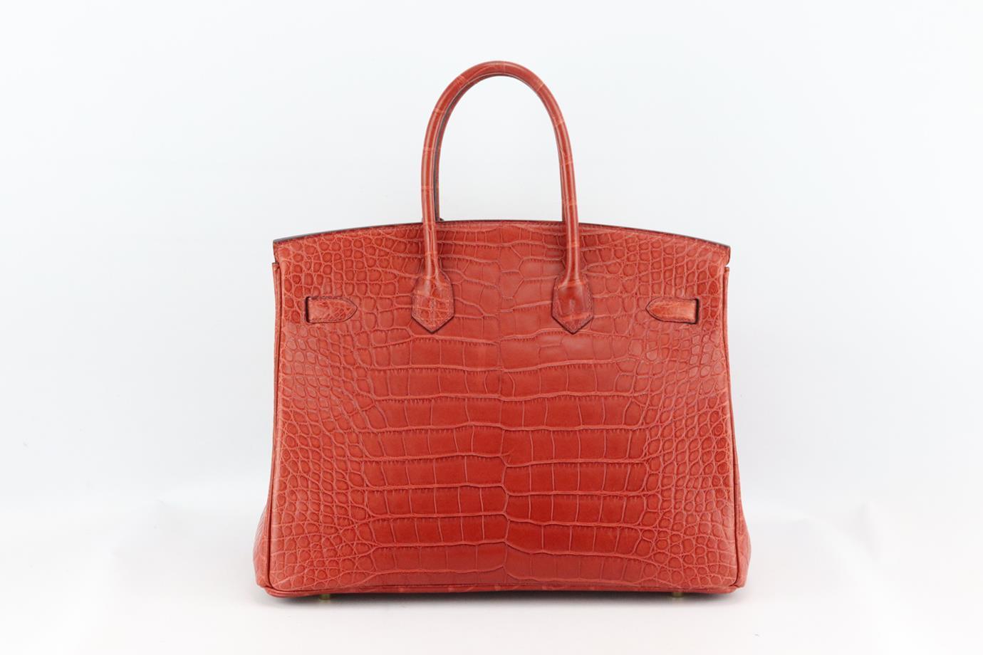 Hermès 2013 Birkin 35cm Alligator Matte Mississippiensis Leather Bag Excellent état - En vente à London, GB