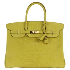 Hermès 2013 Birkin 35cm Matte Alligator Mississippiensis Leather Bag