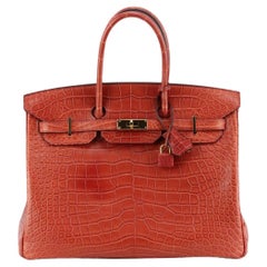 Used Hermès 2013 Birkin 35cm Matte Alligator Mississippiensis Leather Bag