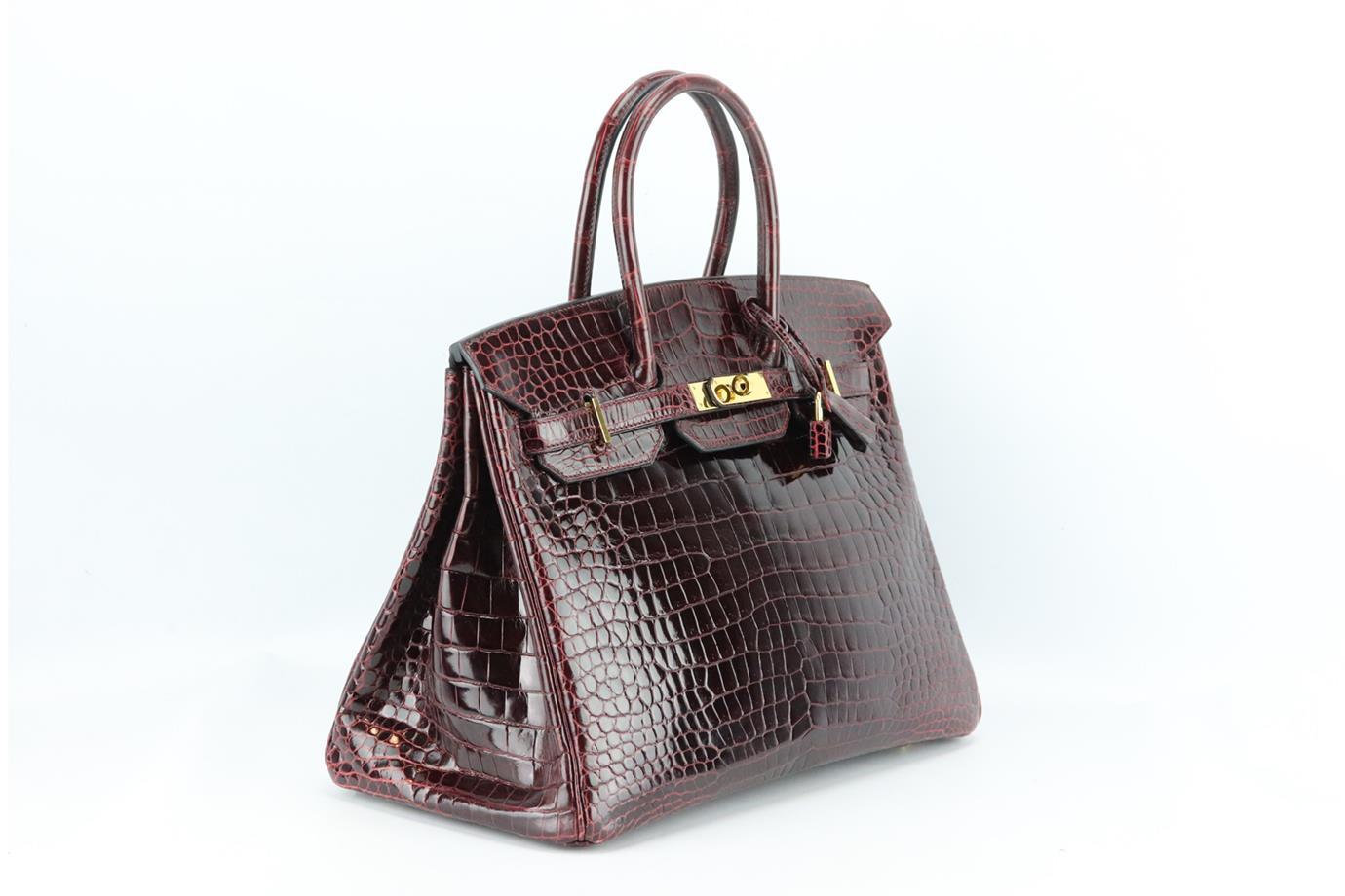 Hermès 2013 Birkin 35cm Porosus Krokodil Leder Tasche im Angebot 1