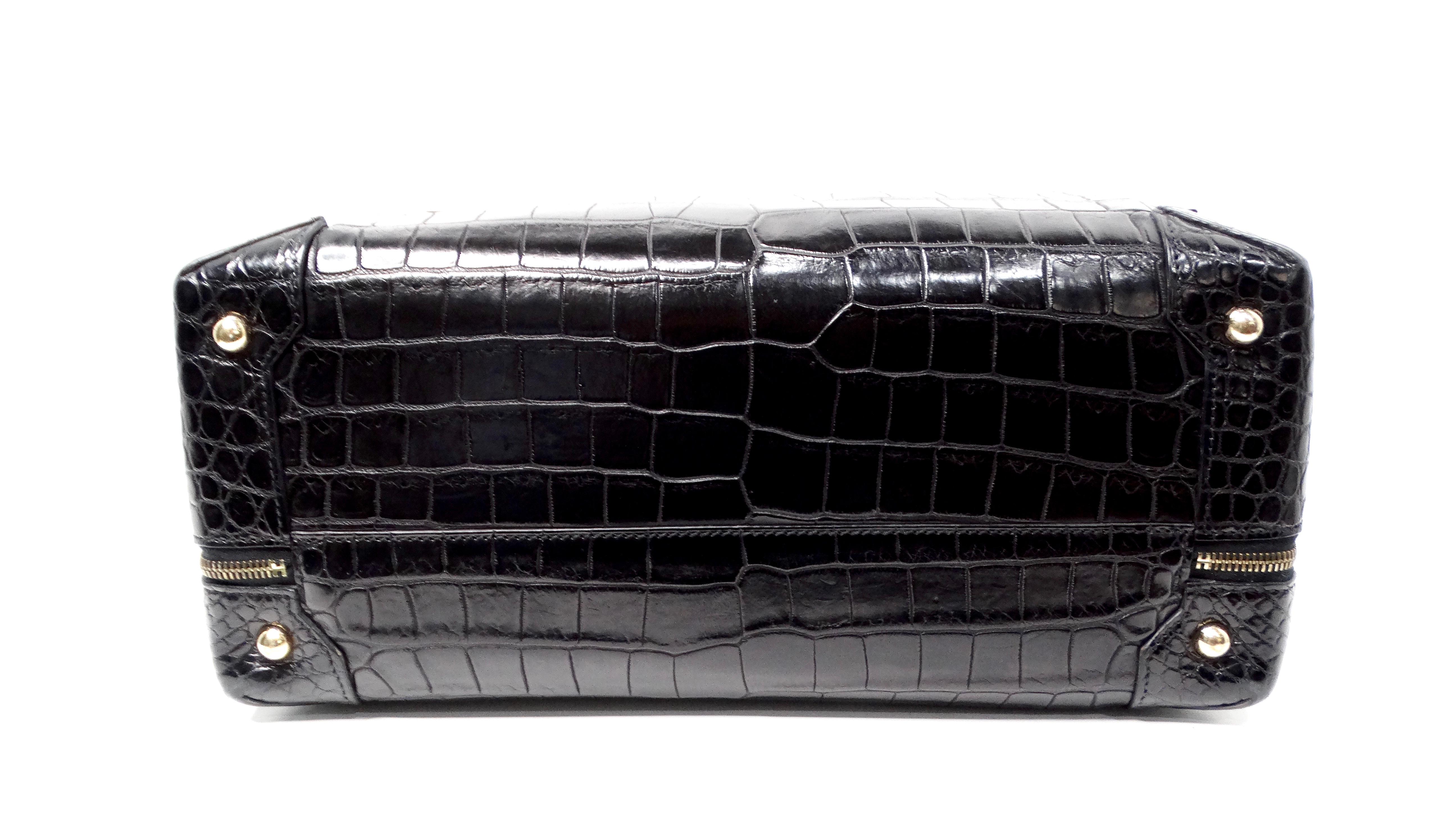 Hermes 2013 Black Mailbox Cube Q Square Porosus Crocodile Leather Handbag For Sale 2