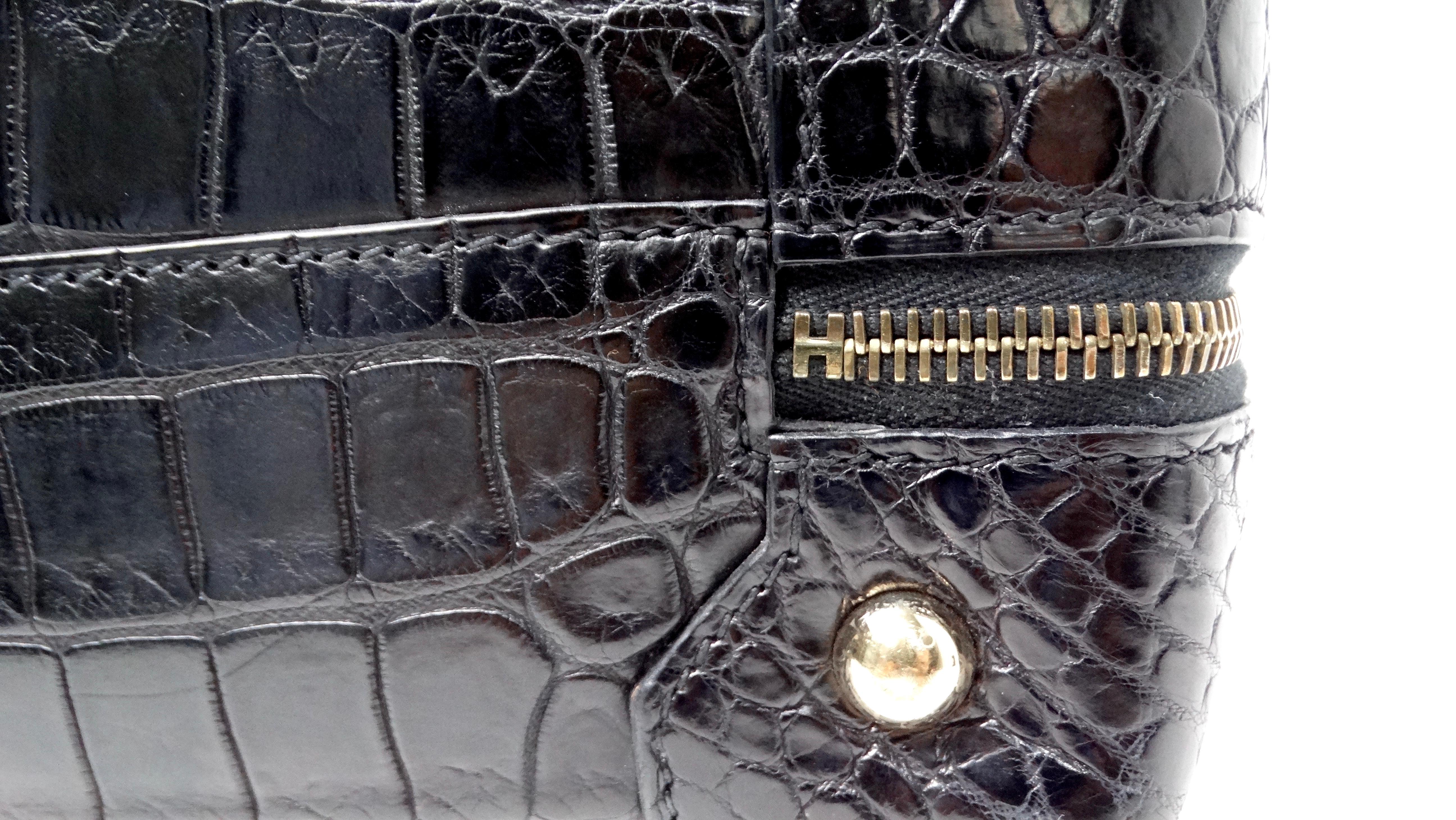 Hermes 2013 Black Mailbox Cube Q Square Porosus Crocodile Leather Handbag For Sale 3
