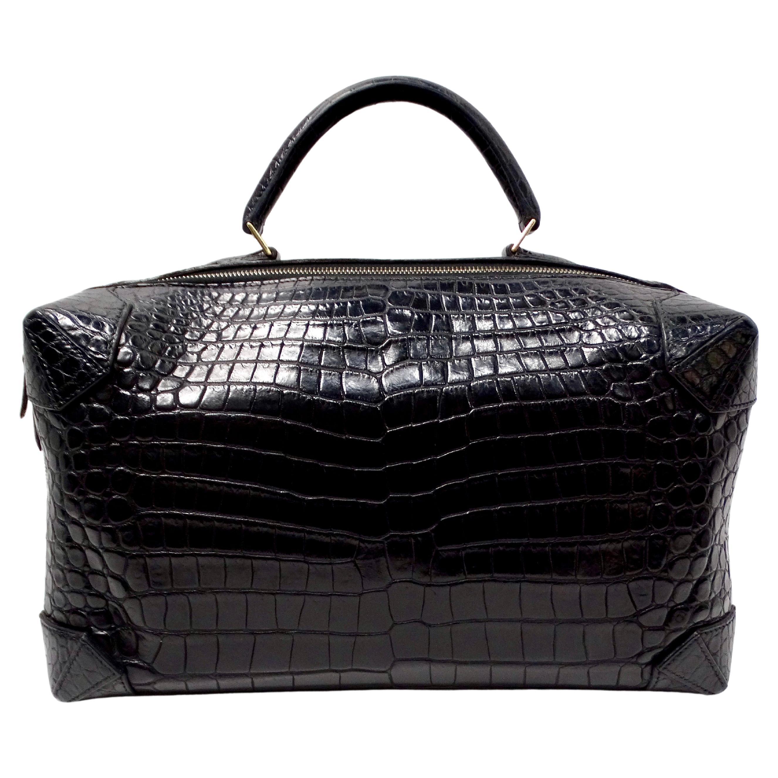 Hermes 2013 Black Mailbox Cube Q Square Porosus Crocodile Leather Handbag For Sale