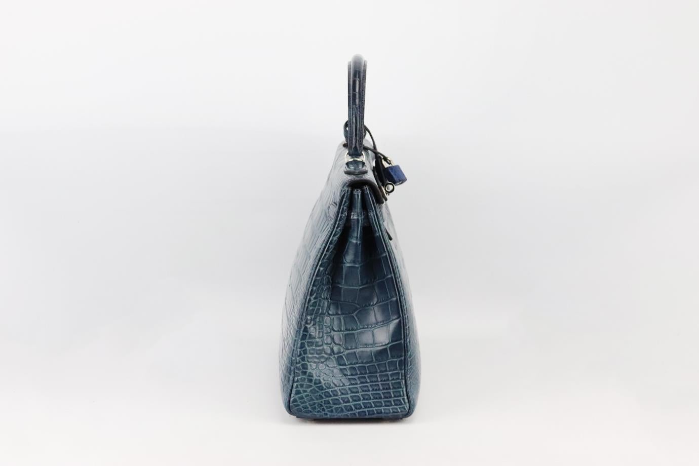 Black Hermès 2013 Kelly 35cm Bi-colour Matte Alligator Mississippiensis Leather Bag For Sale