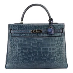 Hermès 2013 Kelly 35cm Bi-colour Matte Alligator Mississippiensis Leather Bag