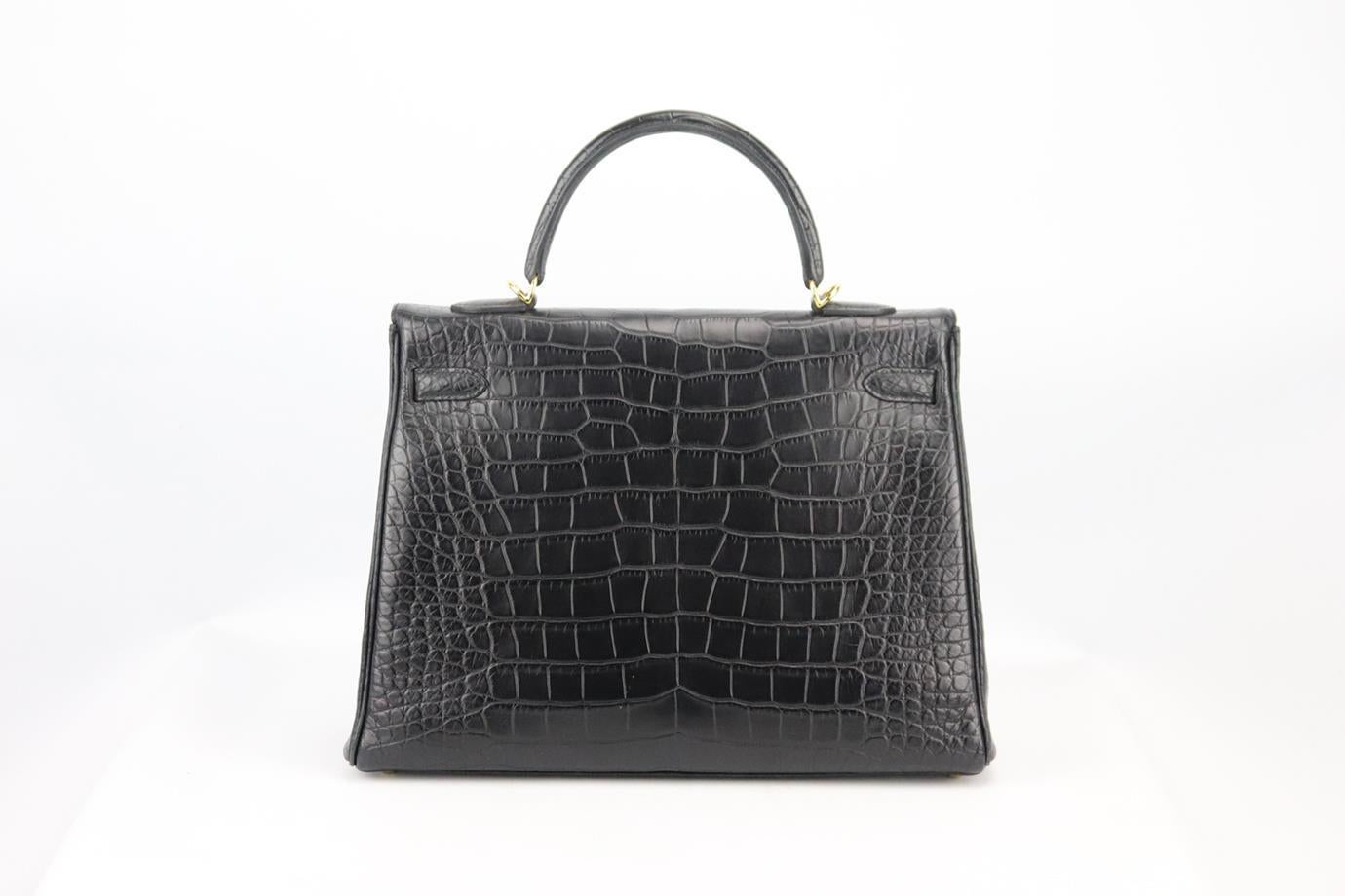 Hermès 2013 Kelly 35cm Matte Alligator Mississippiensis Leather Bag In Excellent Condition For Sale In London, GB