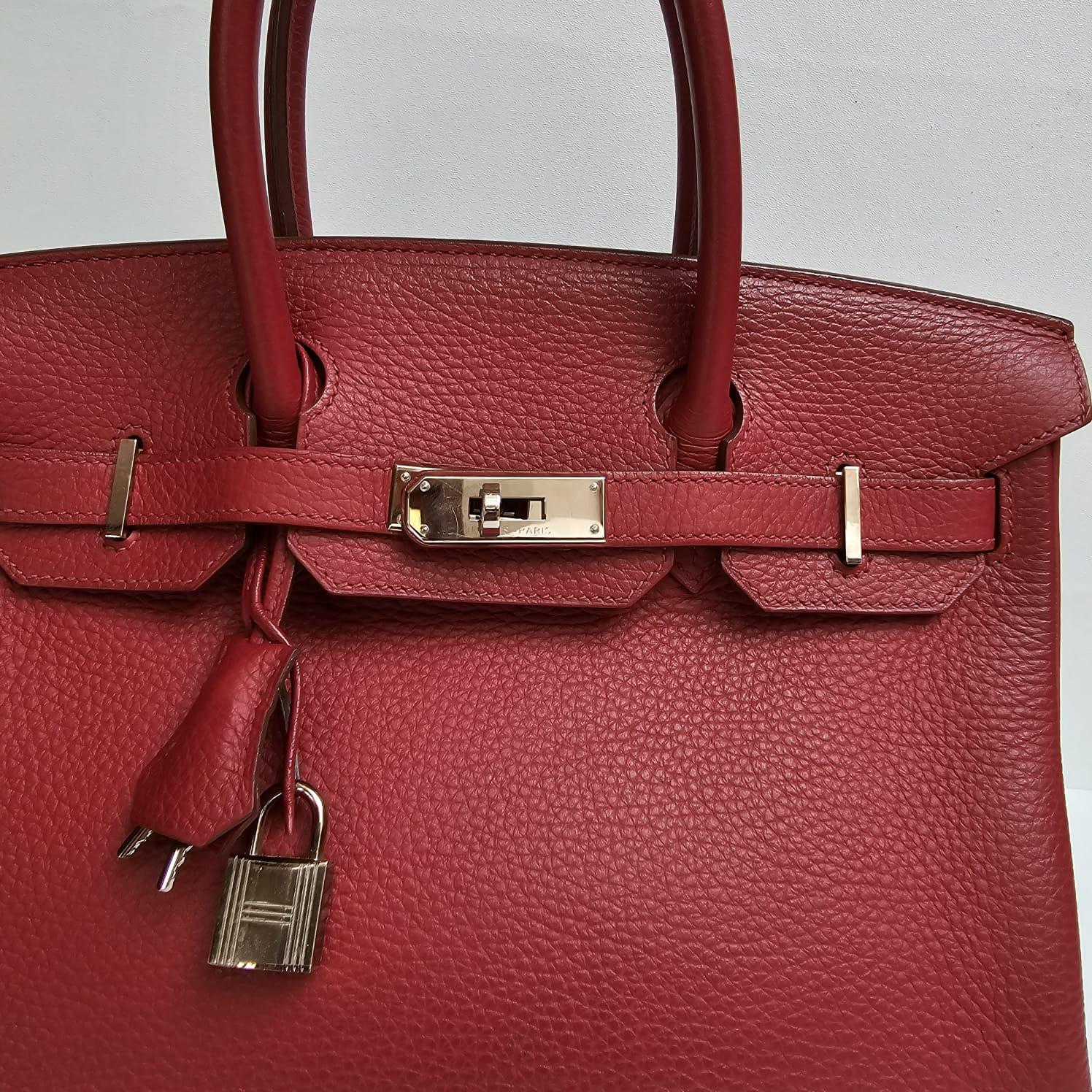 Hermes 2014 Birkin 30 Togo Rouge Garance PHW Bag 12