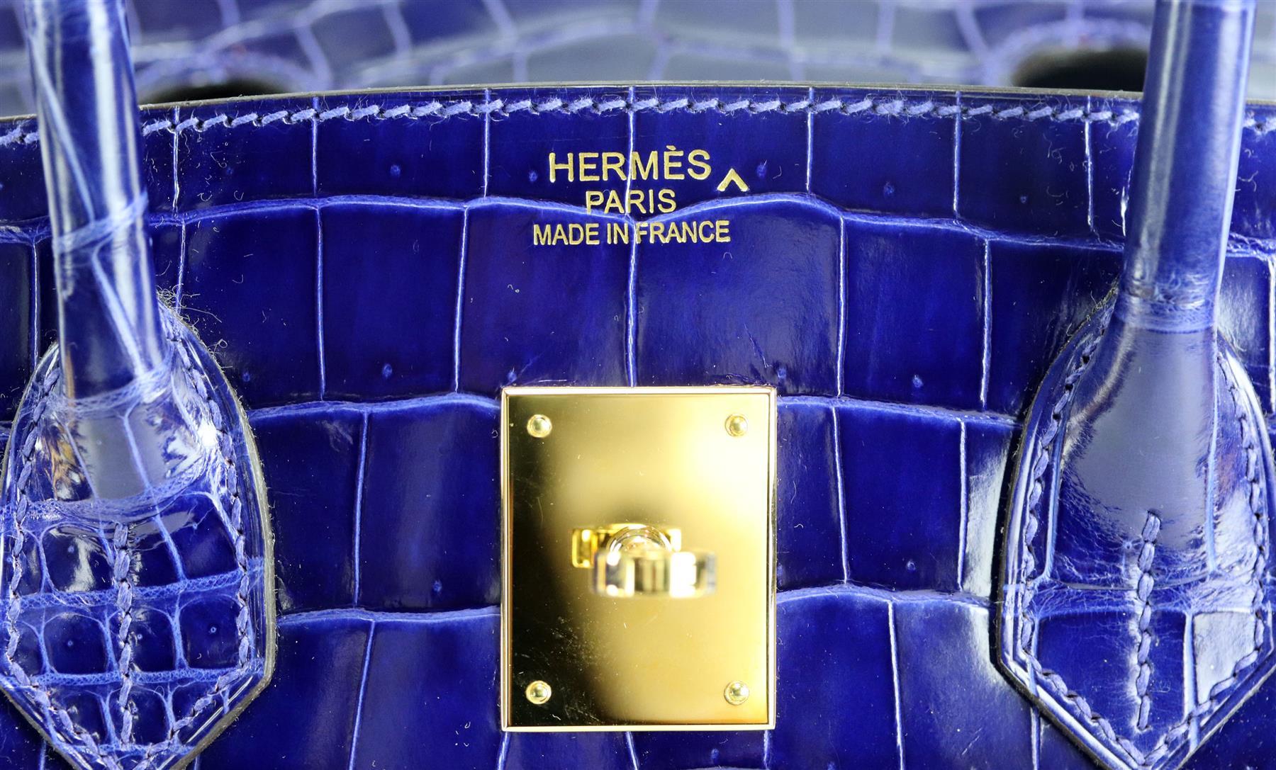 Hermès 2014 Birkin 35cm Sac en cuir de crocodile Porosus en vente 6