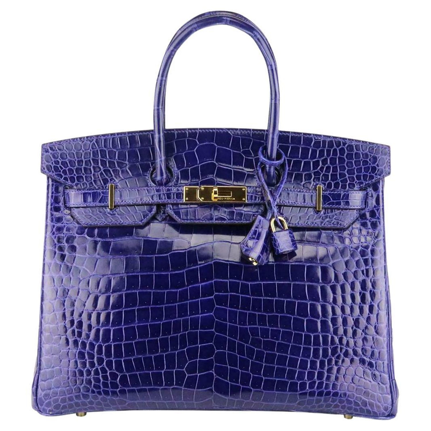 Hermès 35cm Burgundy Porosus Crocodile Gold H/W Birkin Bag at