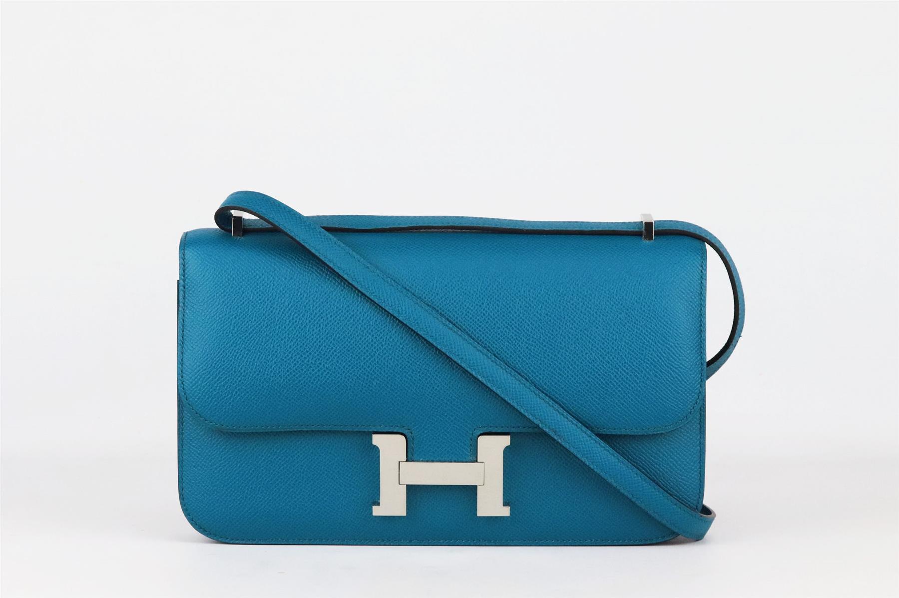 Blue Hermès 2014 Constance Elan Epsom Leather Shoulder Bag For Sale