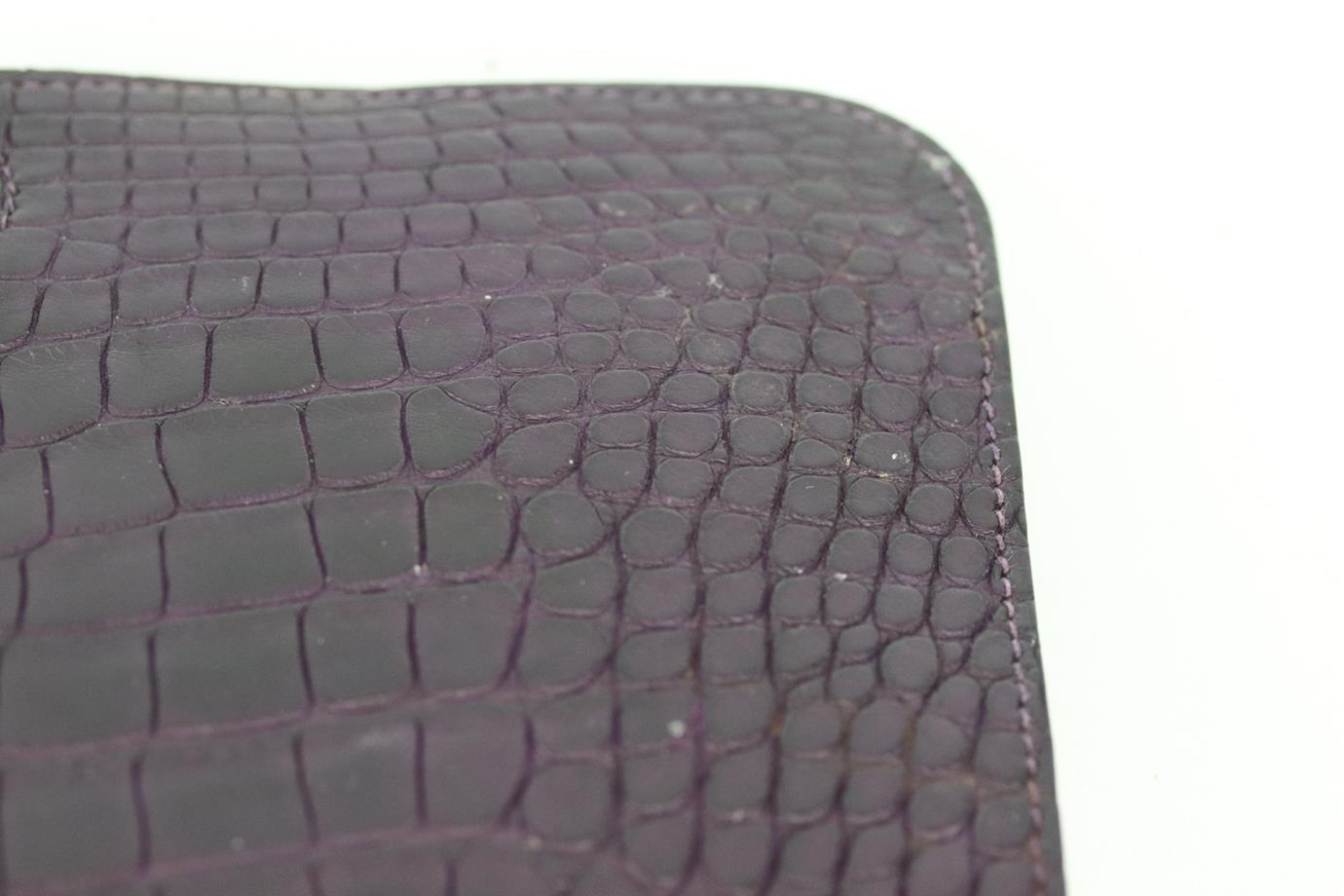 Black Hermès 2014 Dogon Duo Alligator Mississippiensis And Leather Wallet For Sale