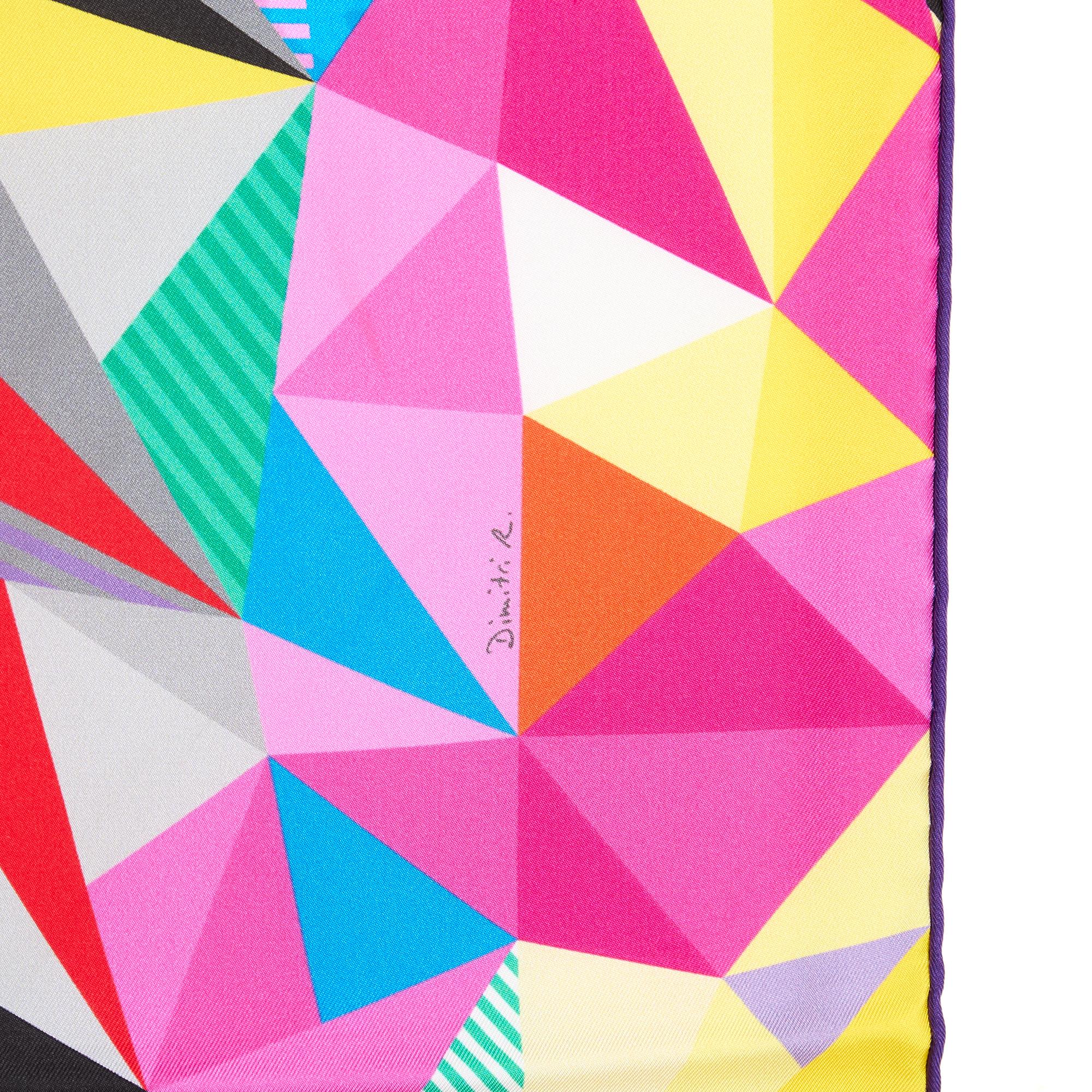 Hermès 2014 Foulard Carré 90 Les Faceties de Pegase Pink Silk Scarf Hermes In Excellent Condition In PARIS, FR