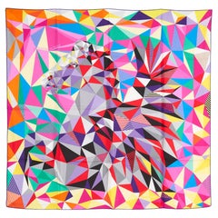 Hermès 2014 Foulard Carré 90 Les Faceties de Pegase Pink Silk Scarf Hermes