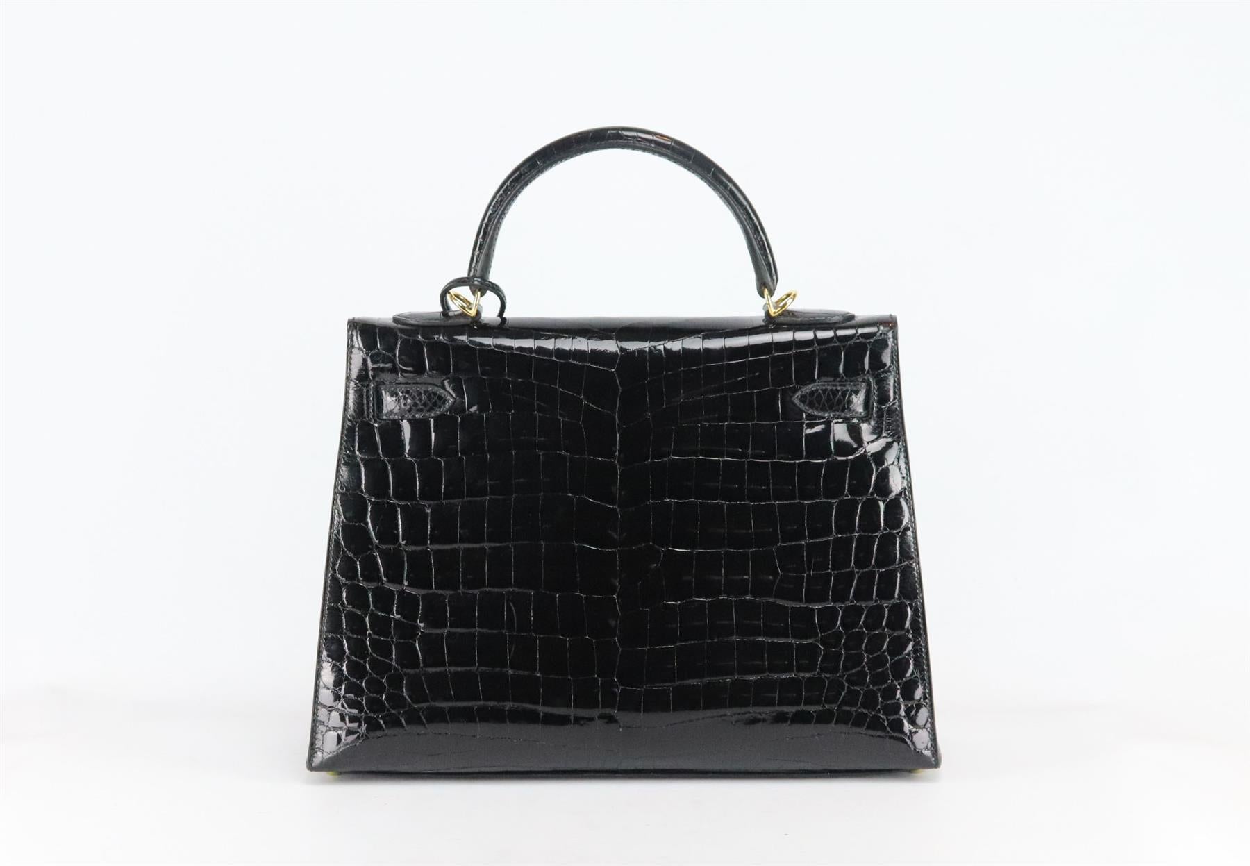 Women's Hermès 2014 Kelly Sellier 32cm Porosus Crocodile Leather Bag For Sale