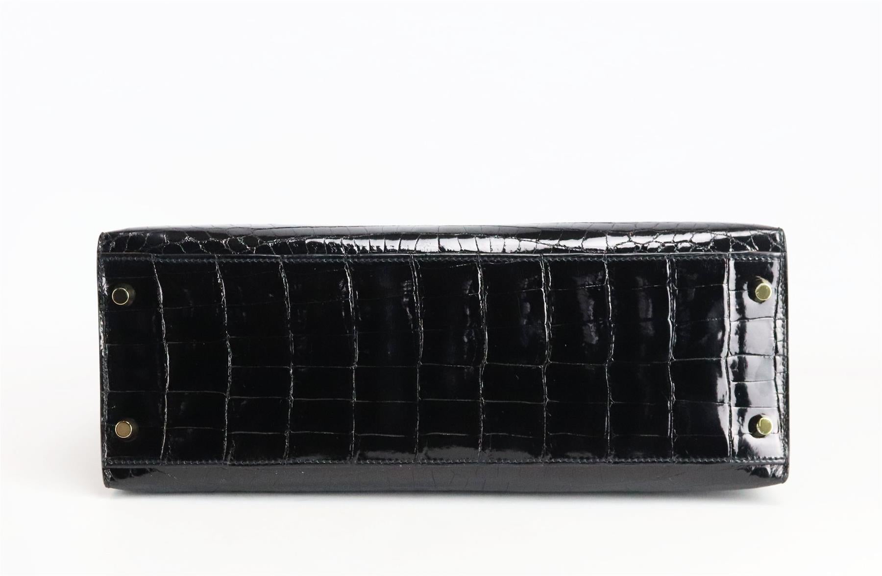 Hermès 2014 Kelly Sellier 32cm Porosus Crocodile Leather Bag For Sale 1
