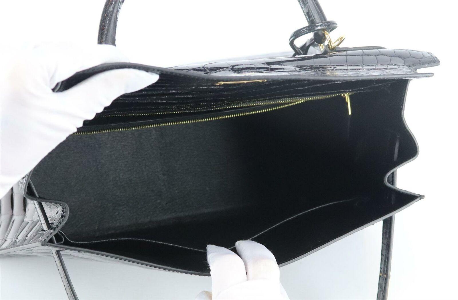 Women's or Men's Hermès 2014 Kelly Sellier 32cm Porosus Crocodile Leather Bag