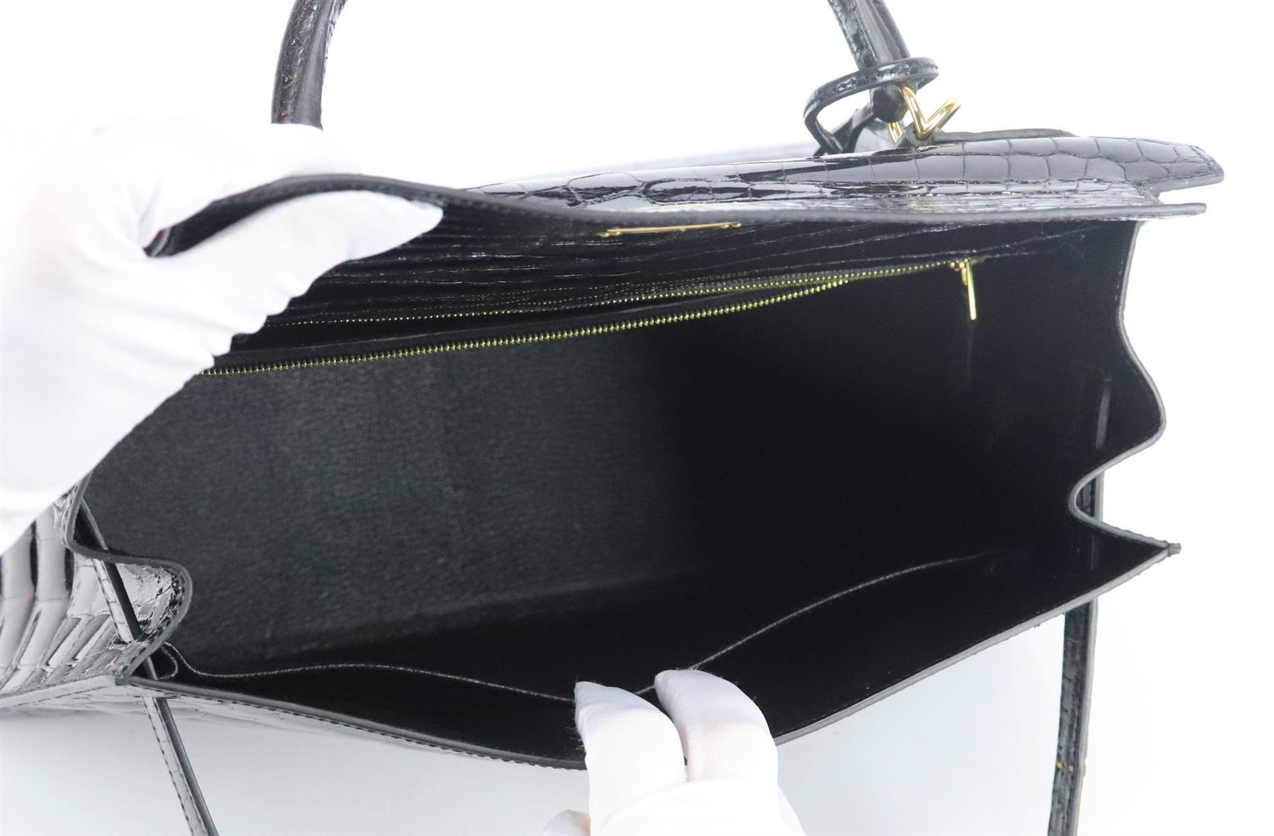 Hermès 2014 Kelly Sellier 32cm Porosus Crocodile Leather Bag For Sale 2