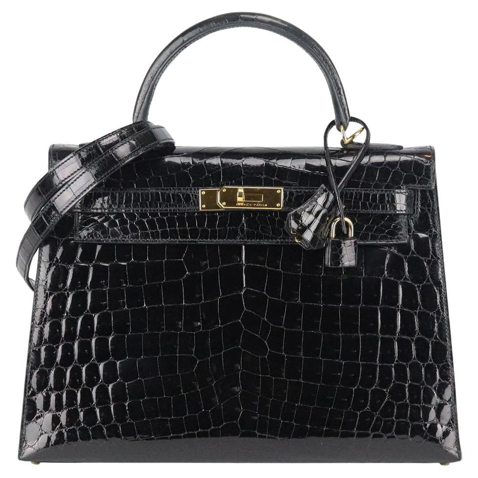 Hermès 2014 Kelly Sellier 32cm Porosus Crocodile Leather Bag For Sale