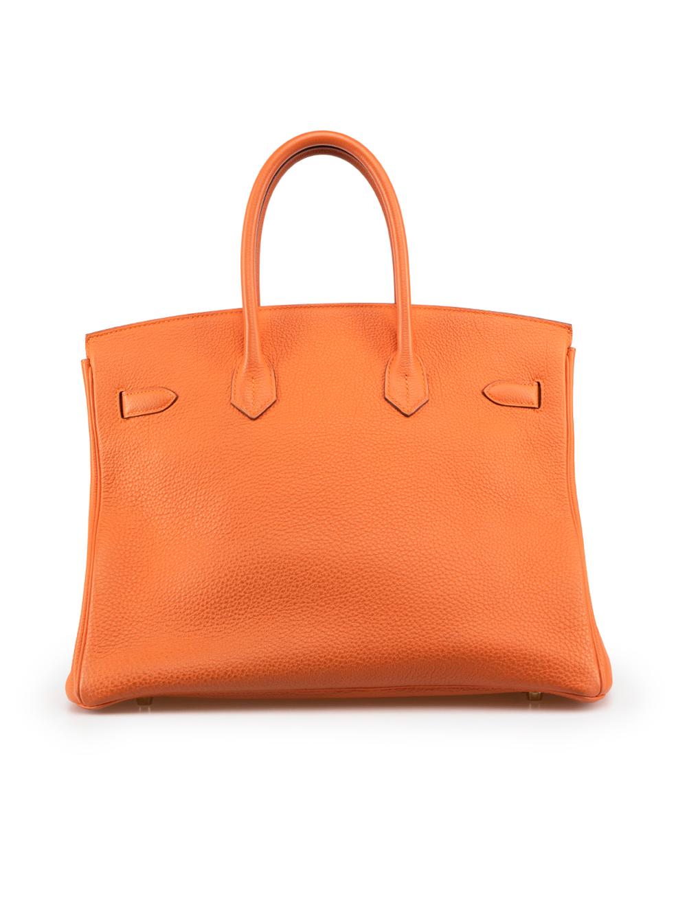 Hermès 2014 Orange Veau Togo Leather GHW Birkin 35 In Good Condition For Sale In London, GB