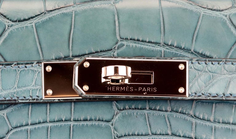 Hermes Birkin Bag 30cm Blue Saint Cyr Matte Alligator Gold