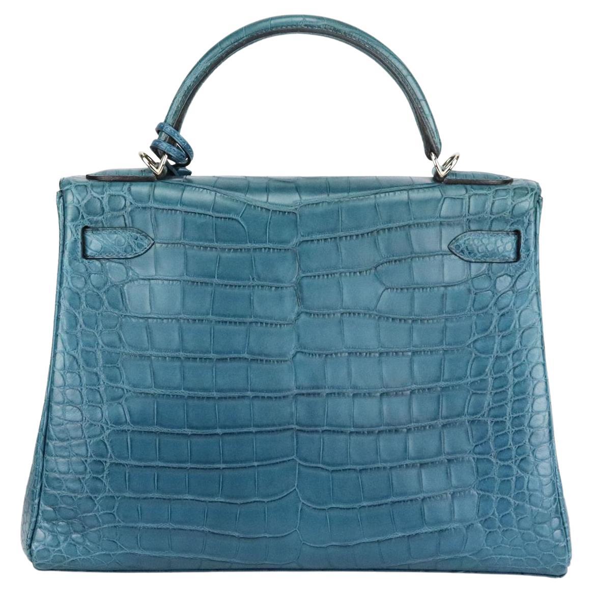 Hermès 2015 Kelly 30cm Matte Alligator Mississippiensis Leather Bag For Sale