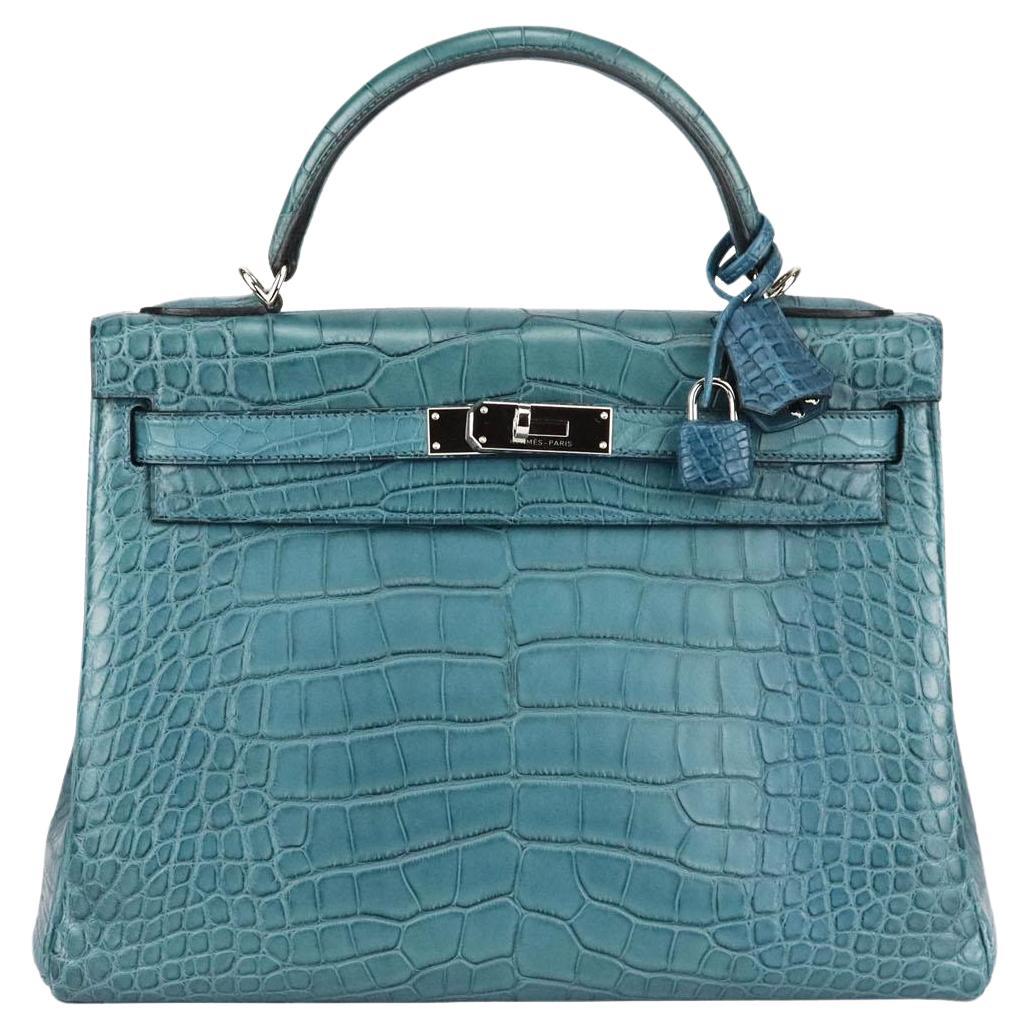 Hermès 2015 Sac Kelly 30cm en cuir d'alligator mat Mississippiensis en vente
