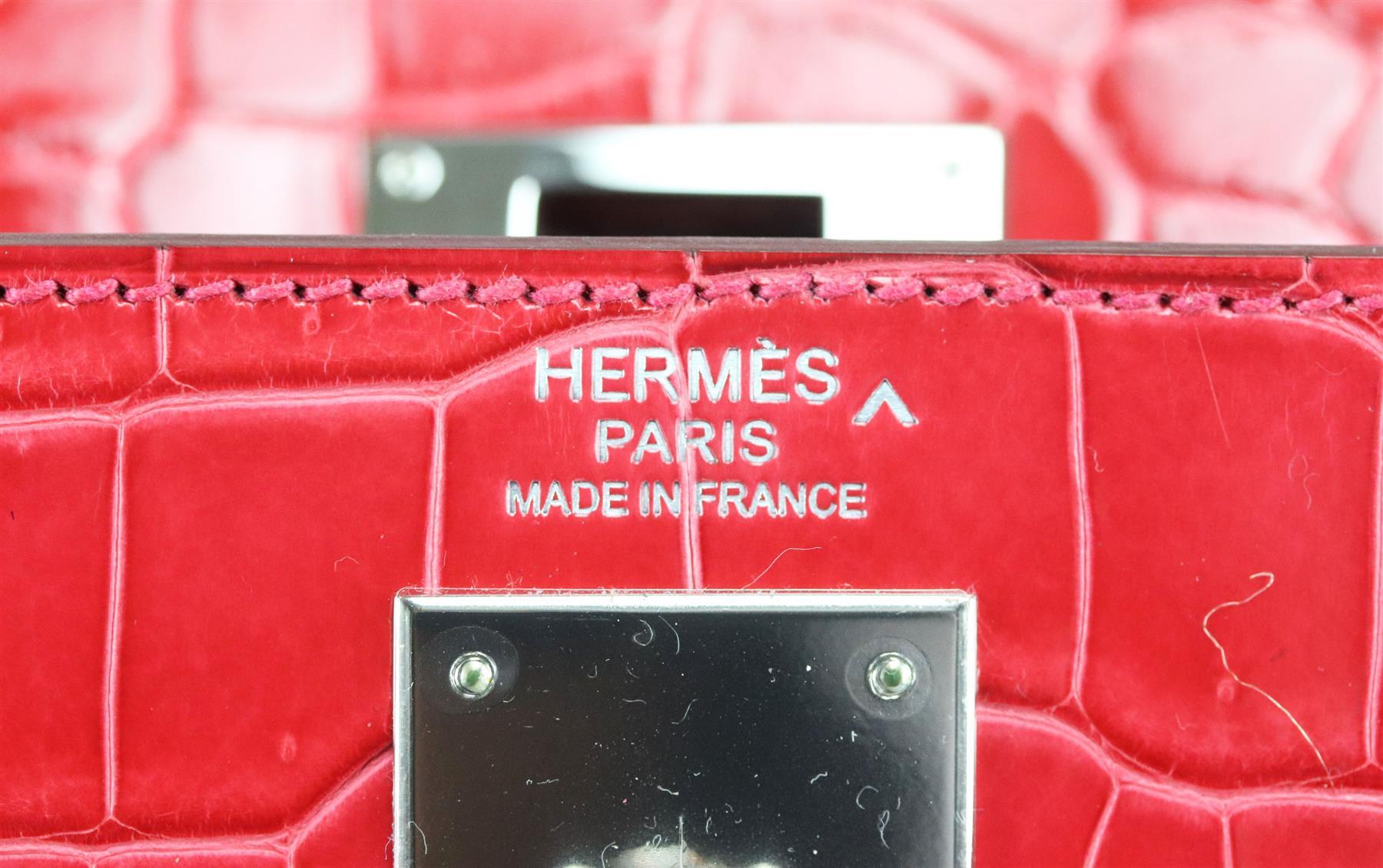Rosso Hermès 2015 Borsa Kelly Sellier 32cm in pelle di coccodrillo Porosus in vendita