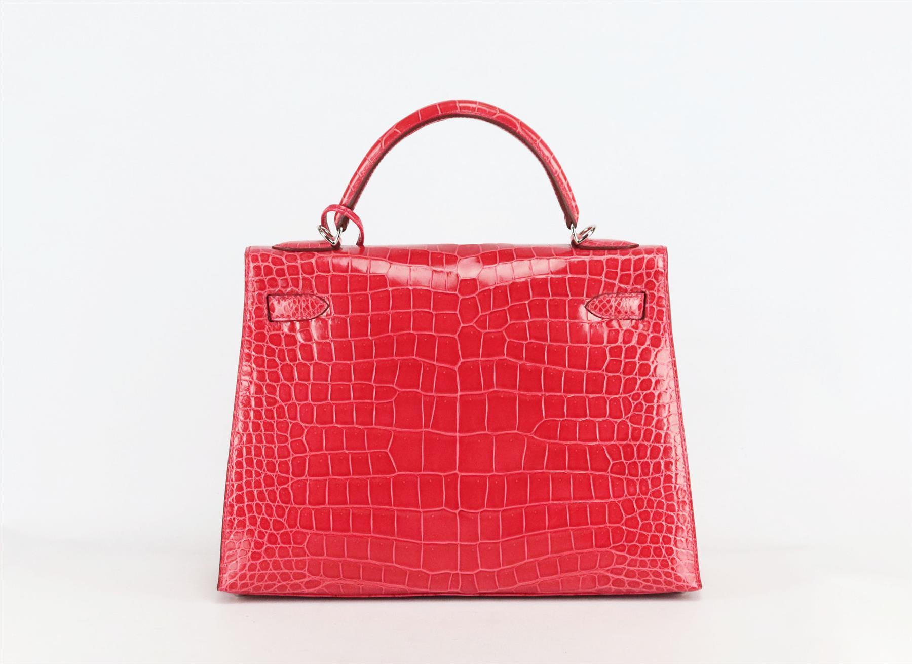 Hermès 2015 Kelly Sellier 32cm Porosus Crocodile Leather Bag For Sale 2