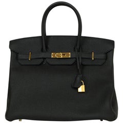 Hermes 2016 Black Togo Leather 35cm Birkin Bag w. Gold Hardware