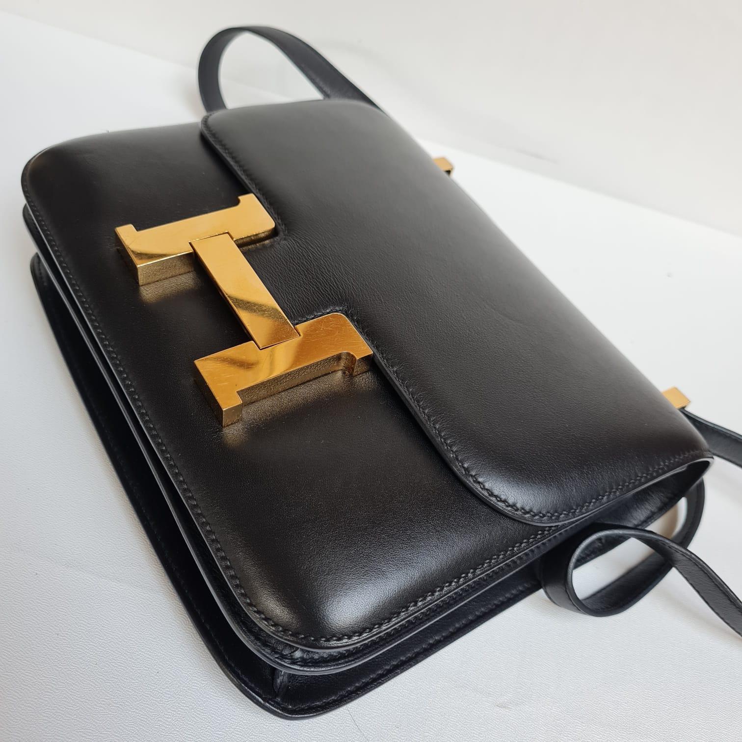 Hermes 2016 Constance 24 Black Box Calfskin Bag GHW 13