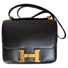 Hermes 2016 Constance 24 Black Box Calfskin Bag GHW