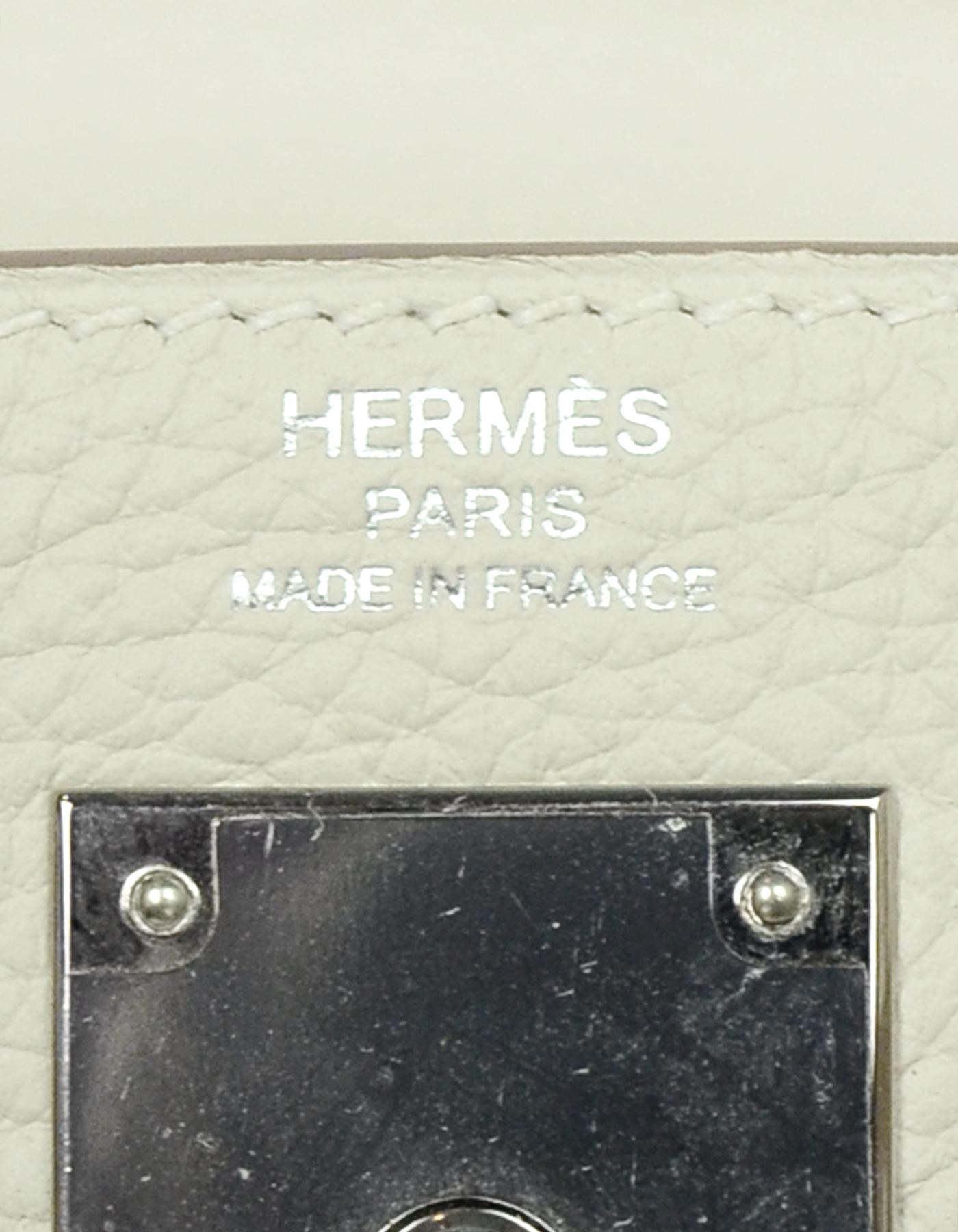 Hermes 2016 Craie Off-white Clemence 28cm Retourne Kelly Bag PHW w/ Strap  9