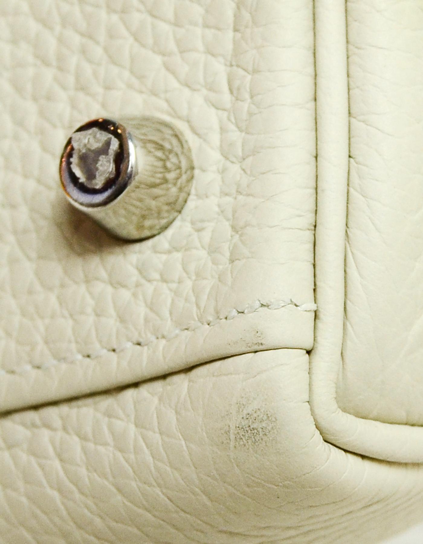 Hermes 2016 Craie Off-white Clemence 28cm Retourne Kelly Bag PHW w/ Strap  4