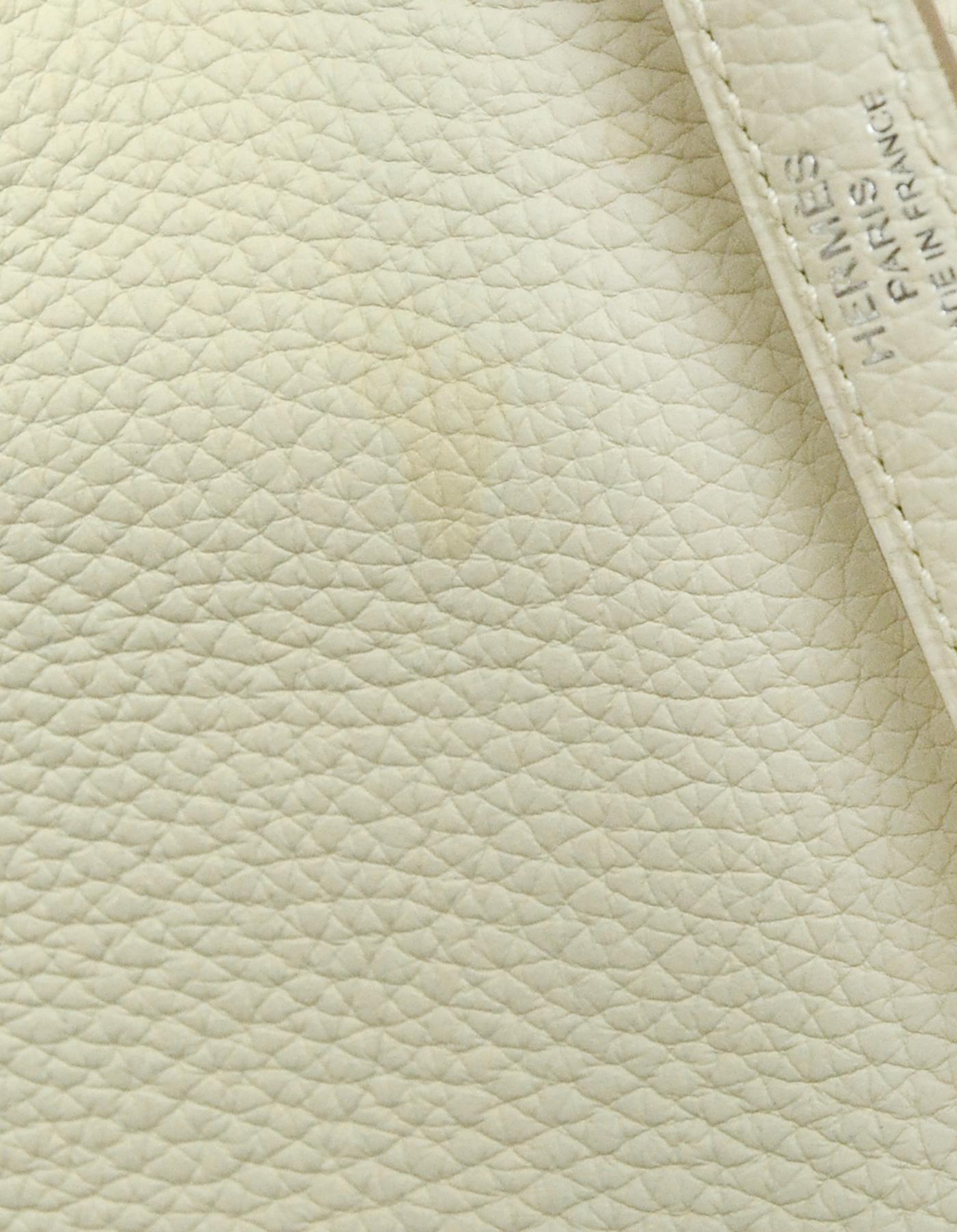 Hermes 2016 Craie Off-white Clemence 28cm Retourne Kelly Bag PHW w/ Strap  5