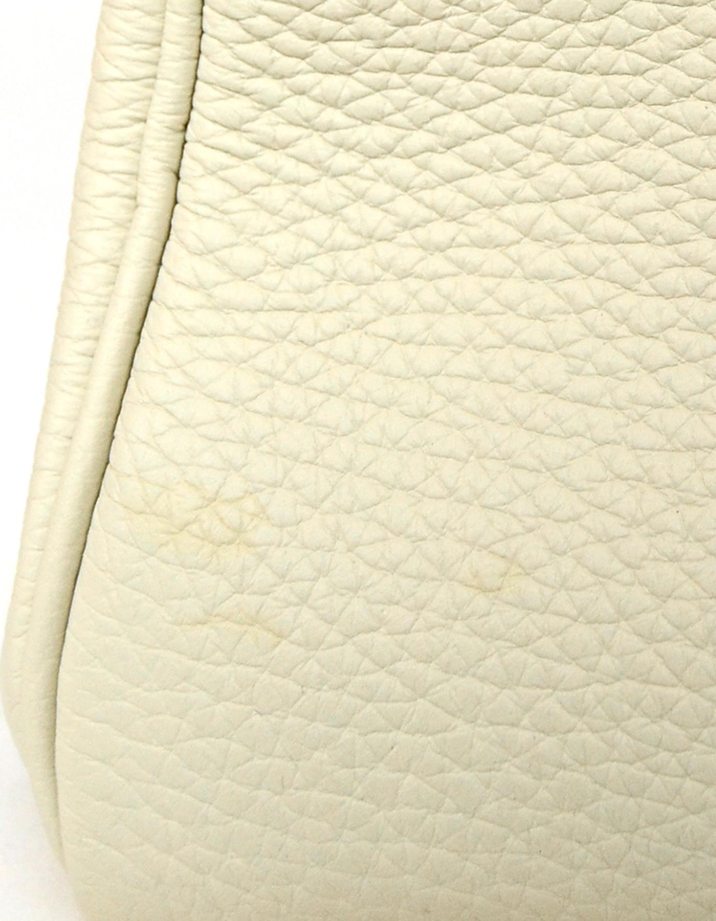 Hermes 2016 Craie Off-white Clemence 28cm Retourne Kelly Bag PHW w/ Strap  6