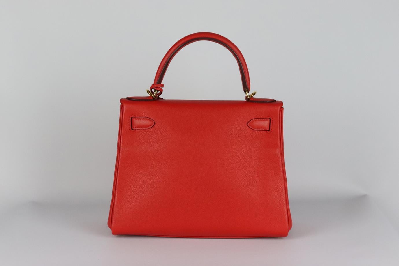 Red Hermès 2016 Kelly Retourne 28cm Evergrain Leather Bag